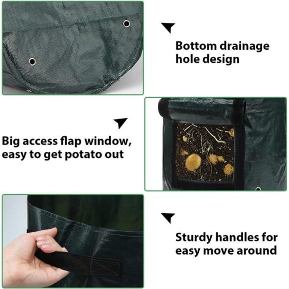 4Pack 10Gallon Garden Potato Grow Bags with Flap and Handles Aeration Fabric Pot - Picture 6 of 6